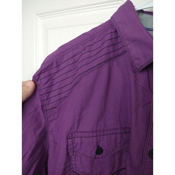 Tranquility Mayhem Woman M Shirt Purple Collared Button Western Casual Workwear - Picture 5 of 12